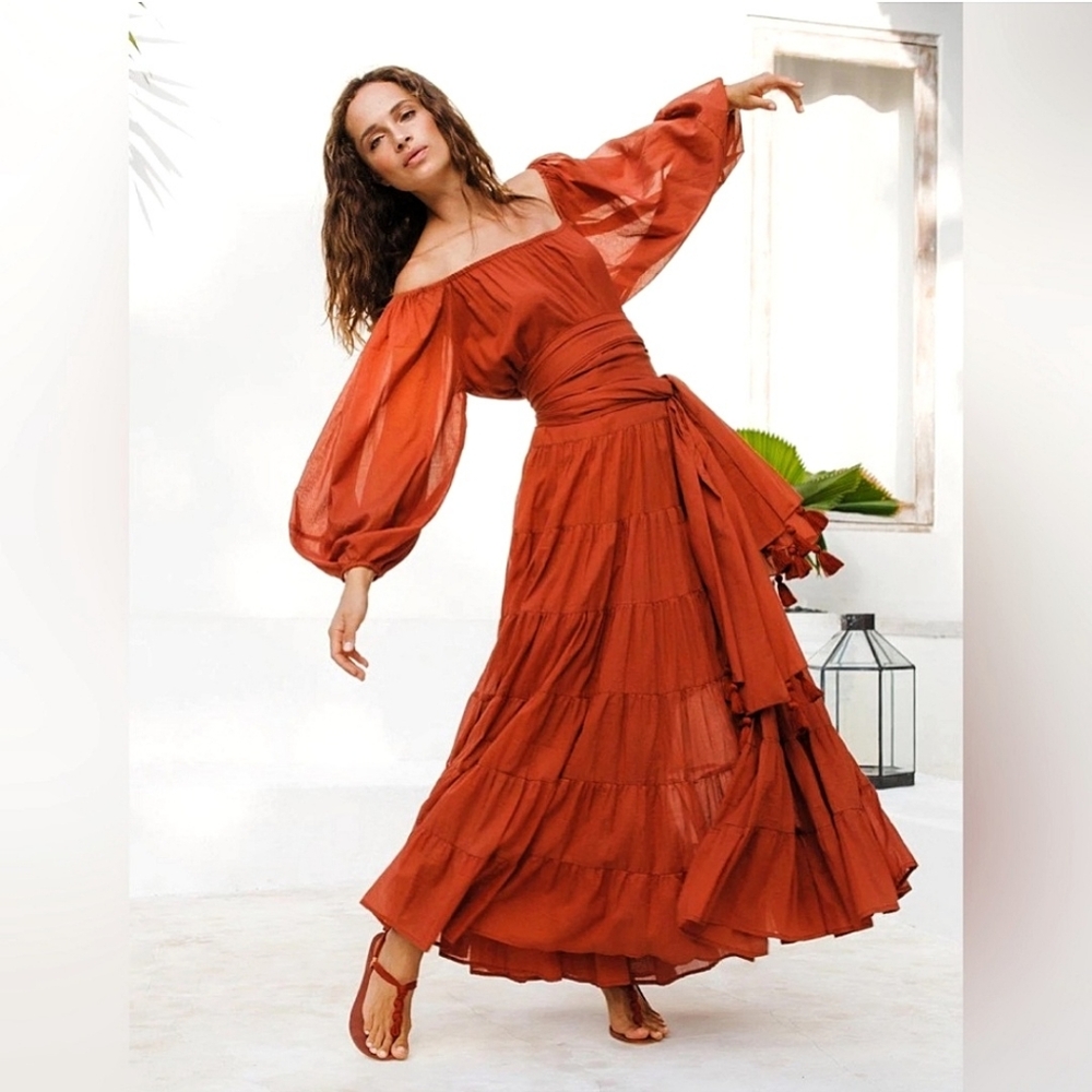 Erika Pena x Anthropologie Brielle Bohohemian Tiered Voile Cotton Maxi D… - Picture 2 of 9